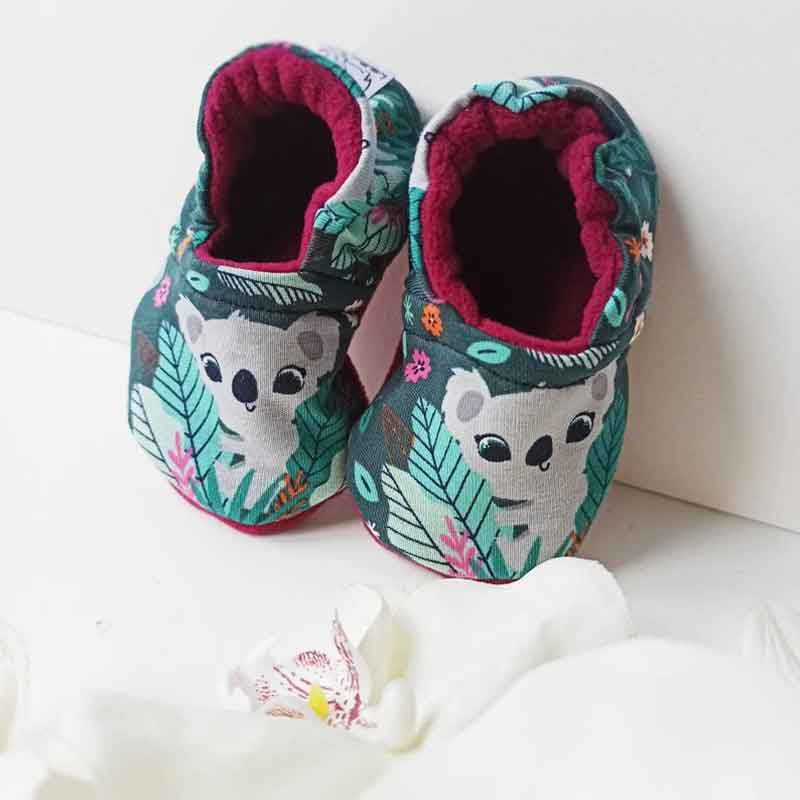 Chaussons bébé en tissu koala intérieur polaire