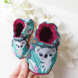 Chaussons souples bébé en tissu koala semelles antidérapantes