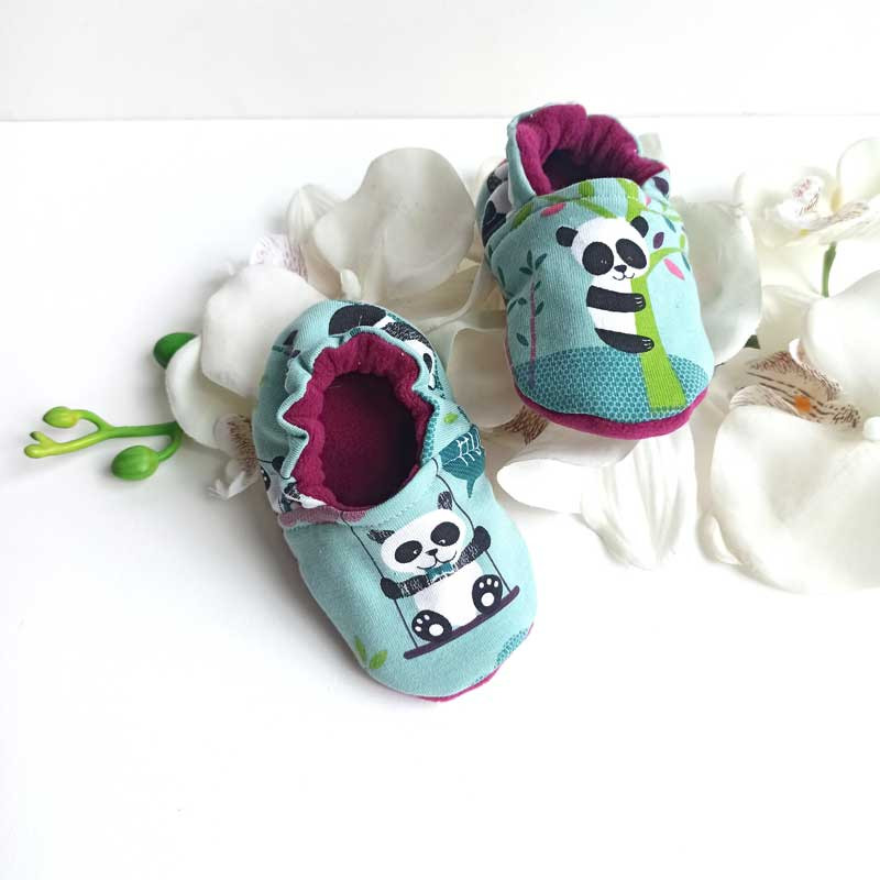Chaussons bébé en tissu panda intérieur polaire