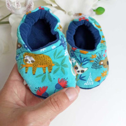 Chaussons souples bébé en tissu animaux des tropiques semelles antidérapantes