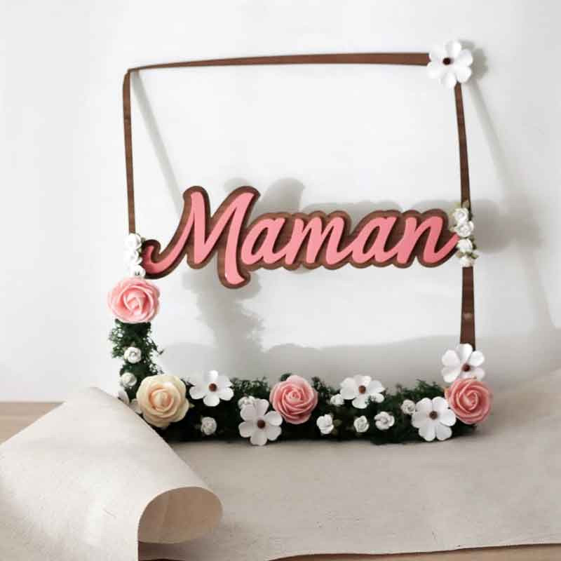 Couronne de fleurs murale carrée personnalisée