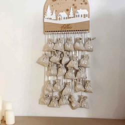 Calendrier de l'Avent perpétuel bois et pochons