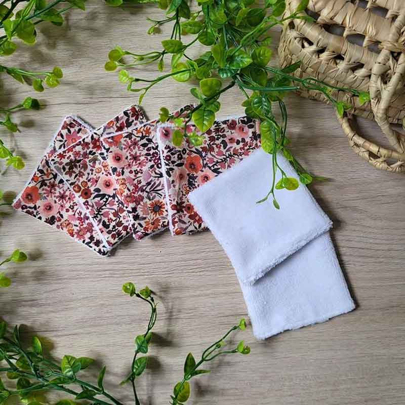 Lot de lingettes lavables à fleurs