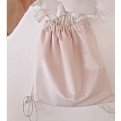Sac à dos pochon pour fille en velours rose nude