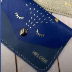 Porte-monnaie en cuir bleu personnalisé pour enfant