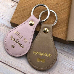 Porte-clés en cuir pour mariés Monsieur Madame