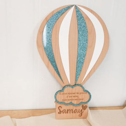 Décoration Montgolfière en bois pour chambre d'enfant