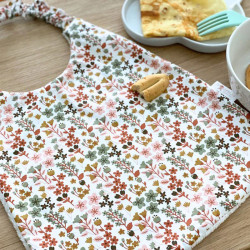 Bavoir Serviette élastiquée à fleurs terracotta filles