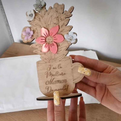 Pot de fleurs personnalisé en bois à offrir