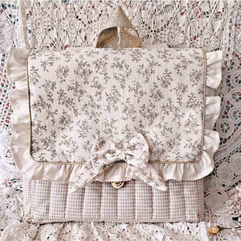 Cartable maternelle fleurs personnalisable Ambre vichy