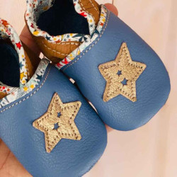Chaussons bébé garçon en cuir motif étoile