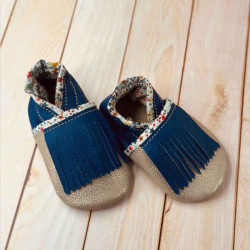 chaussons cuir franges bébé
