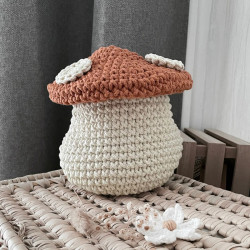 Boîte de rangement champignon au crochet