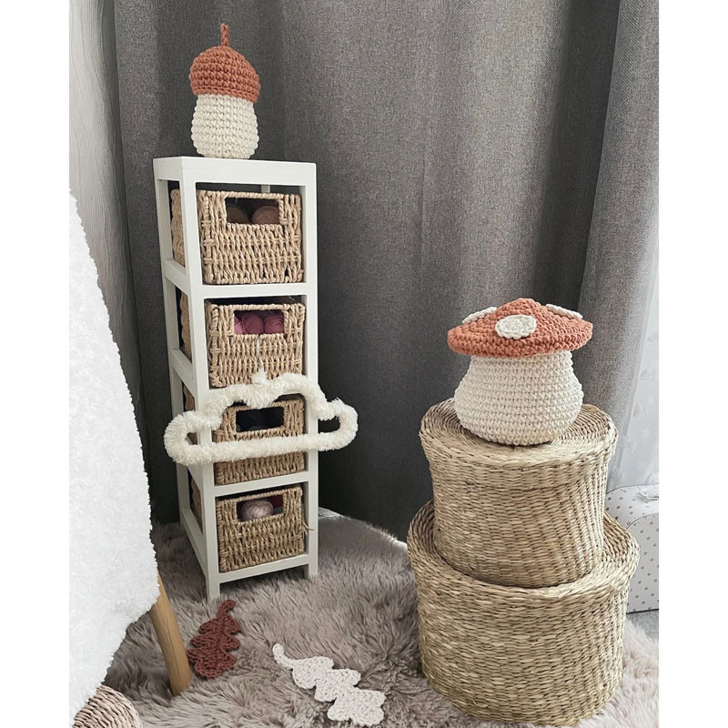Coffret déco bébé : Boîtes de rangement au crochet thème Forêt enchantée