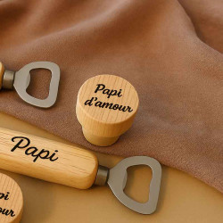 Bouchon de bouteille de vin en bois et liège gravé