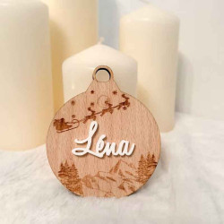 Suspension Sapin personnalisée artisanale traineau du Père Noël