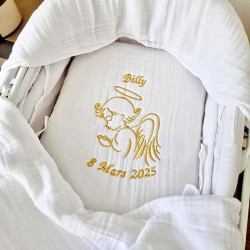 Lange de naissance brodé en gaze de coton
