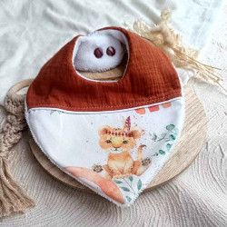 Bavoir bandana garçon double gaze de coton tigre