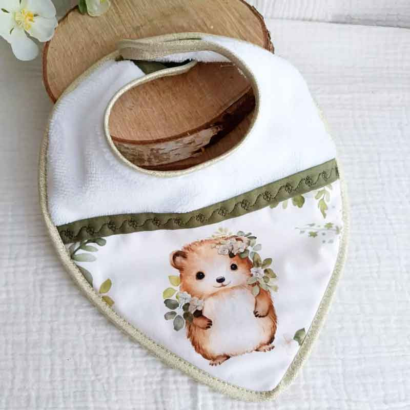 Bavoir Bandana Hérisson Forêt enchantée