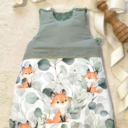 Gigoteuse hiver molletonnée double gaze et coton imprimé