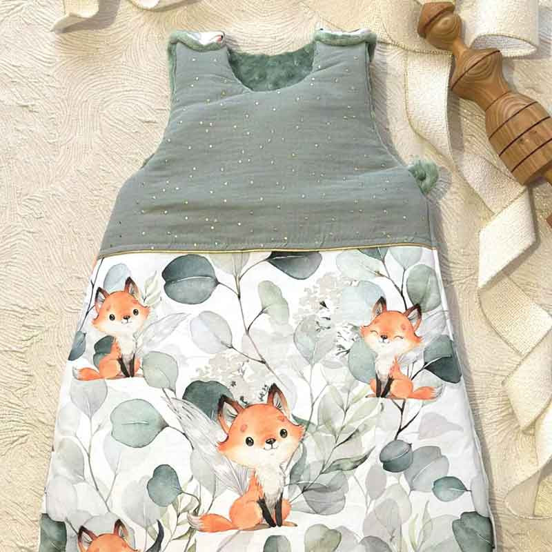 Gigoteuse hiver molletonnée double gaze et coton imprimé