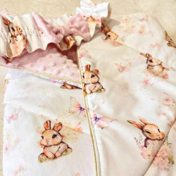 Couverture mi-saison bébé artisanale motifs lapins