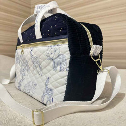 Sac à langer bébé artisanal en toile de jouy