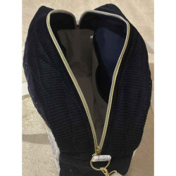 Sac  à langer en tissu coton toile de jouy savane bleue