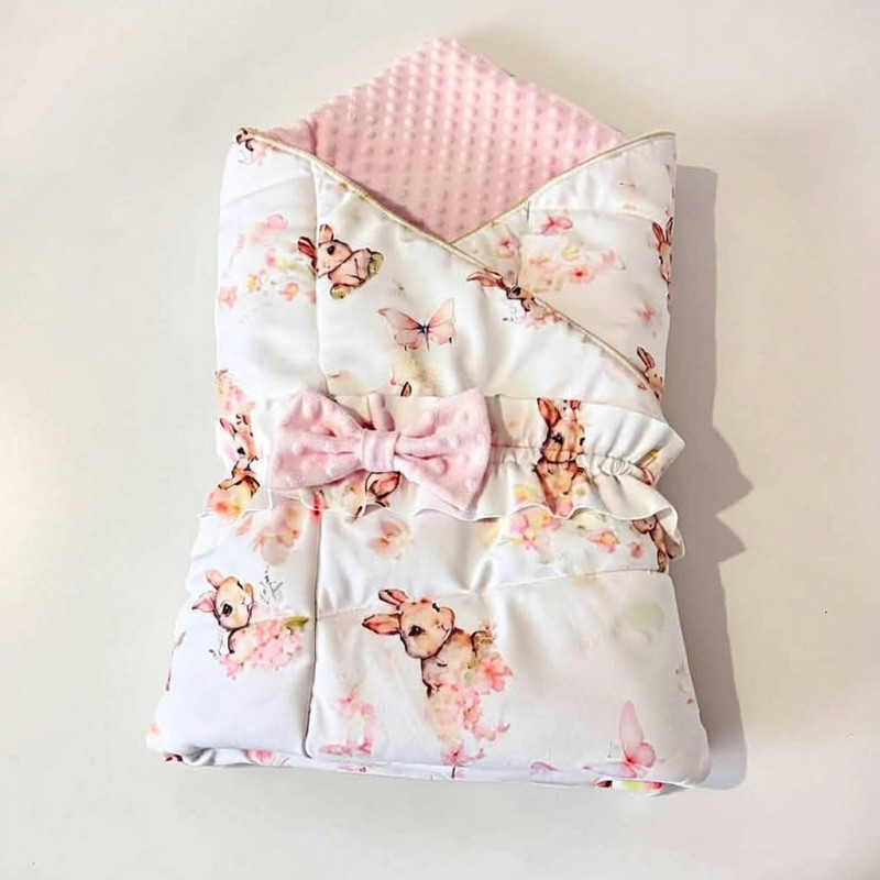 Couverture bébé cadeau de naissance fille motifs lapins
