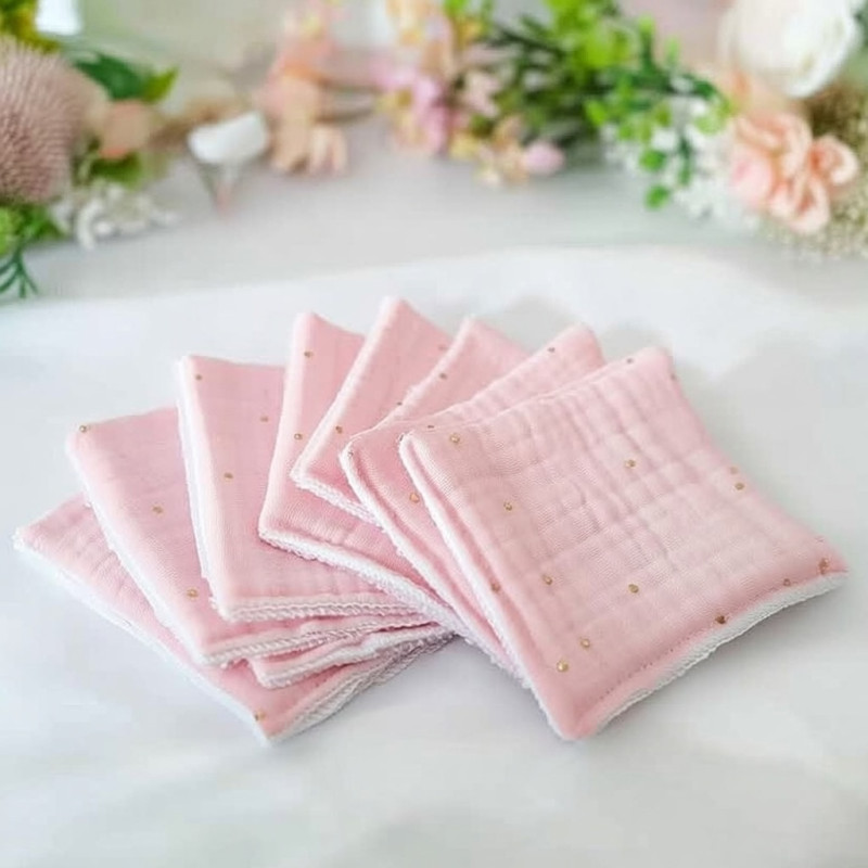 Lingettes lavables éponge réutilisables rose clair