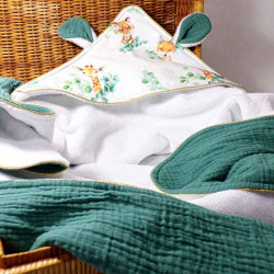 cape de bain bébé avec oreilles sur capuche avec double gaze