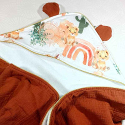 cape de bain bébé garçon oreilles sur capuche tigre