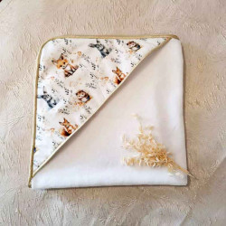 Cape de bain bébé avec capuche motifs animaux de la forêt