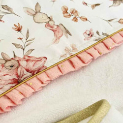 Cape de bain bébé blanc et rose