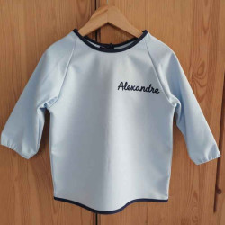 Blouse école bleu maternelle prénom brodé
