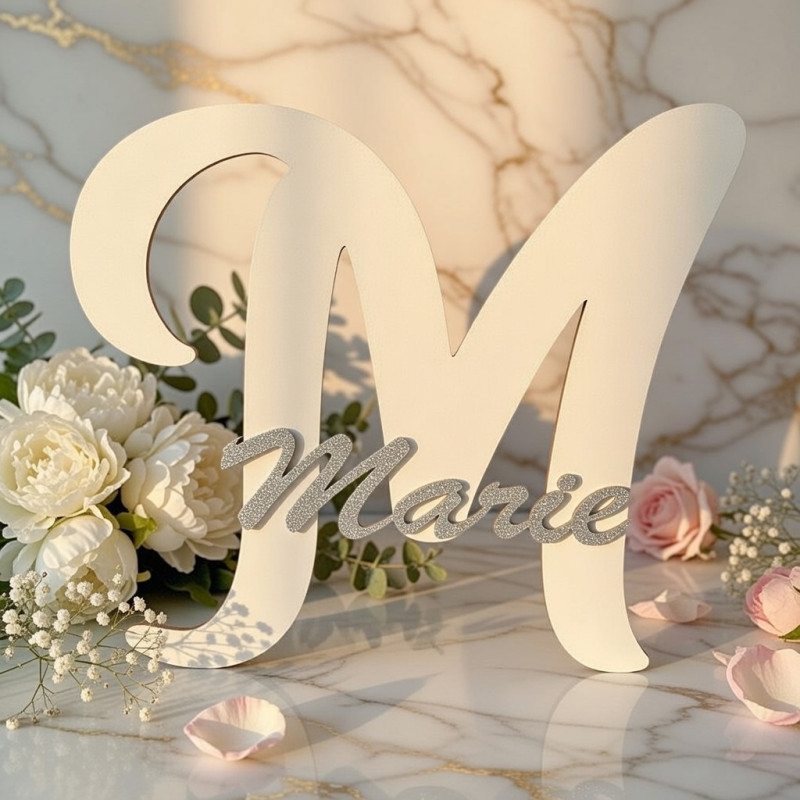 Prénom en bois avec initiale décoration de chambre