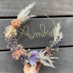 Couronne de fleurs séchées prénom