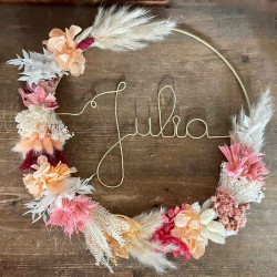 couronne murale fleurs séchées