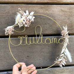 décoration murale personnalisée en fleurs séchées