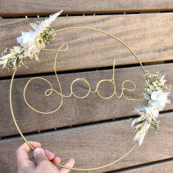 Couronne de fleurs séchées personnalisée prénom