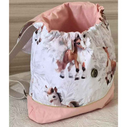 Sac à dos Enfant crèche maternelle personnalisable tissu chevaux