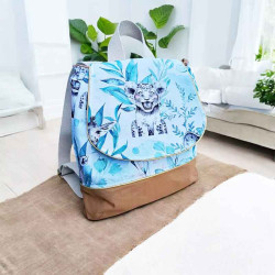 Sac à dos Enfant crèche maternelle personnalisable tissu savane