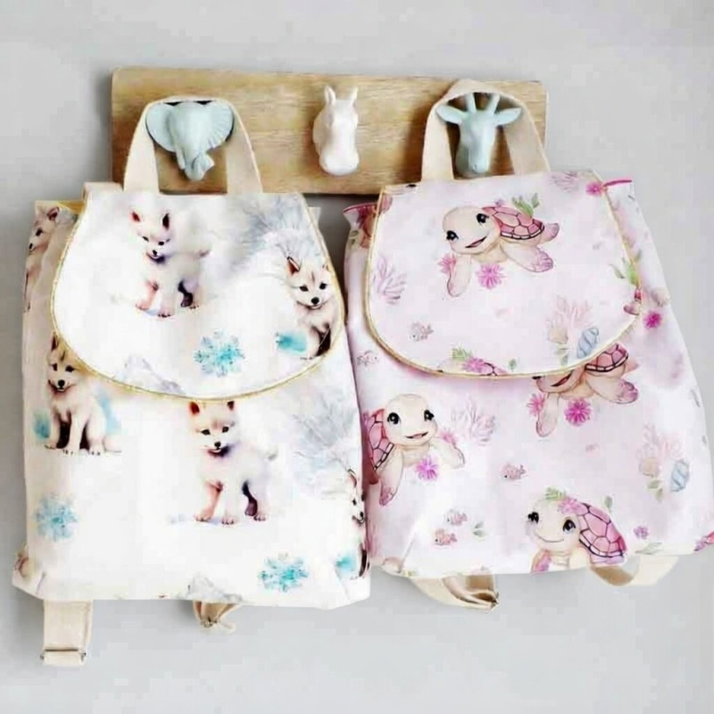 Sac à dos enfant crèche maternelle personnalisable en tissu imprimé animal