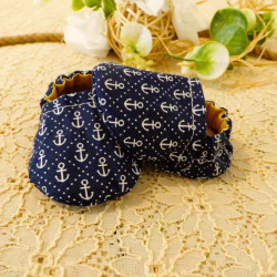 Chaussons souples bébé garçon bleu marine