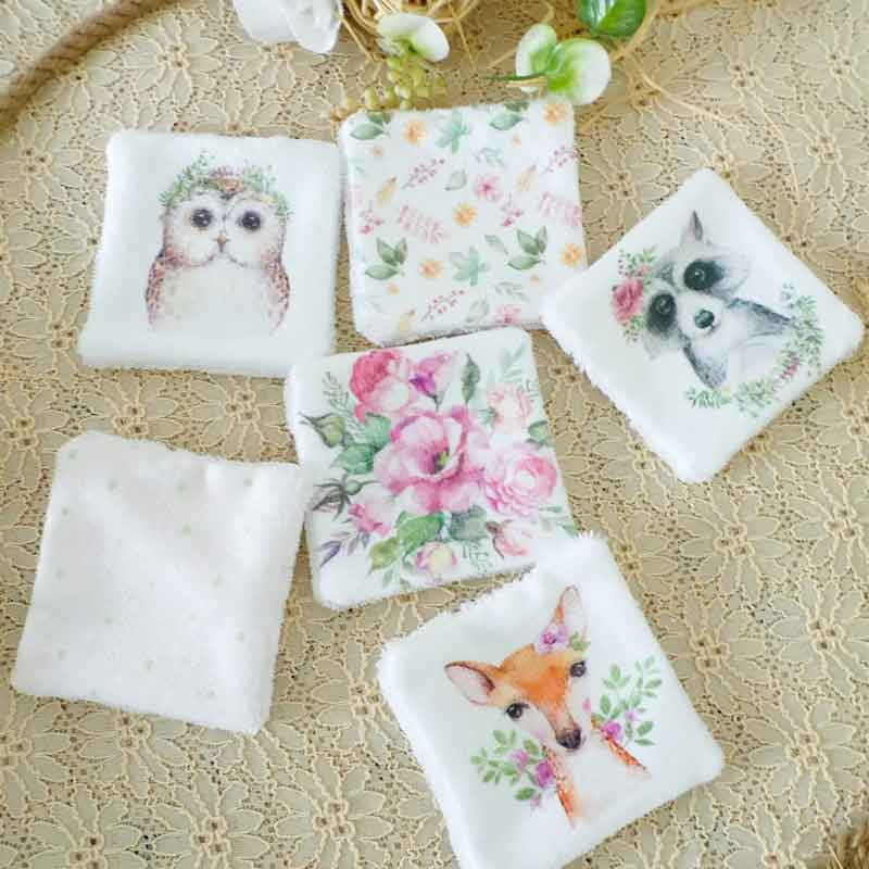 Lingettes lavables carrées Bébé en Bambou oeko-tex Animaux