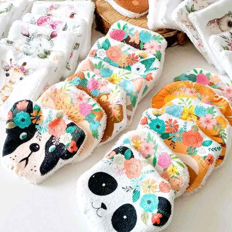 Disques lavables ronds Têtes d'Animaux Rigolos