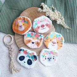 Lot de 6 Disques lavables Têtes d'Animaux