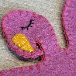 Masque en feutrine Flamant rose fait main