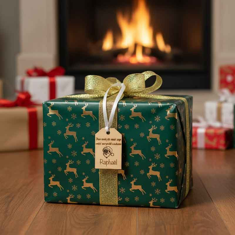 étiquette de noël personnalisée en bois