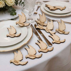 Marque-places Colombe personnalisés baptême